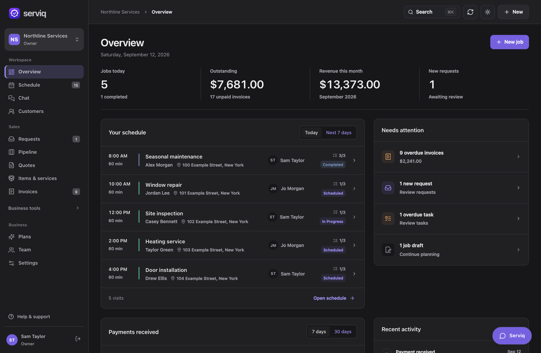 Serviq workspace preview